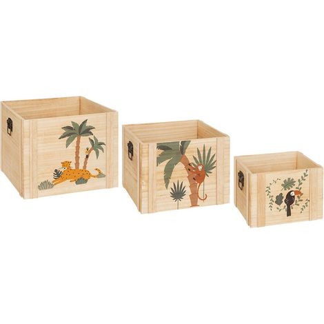 Lot de 3 Cagettes Enfant "Jungle" 34cm Beige (1/5)