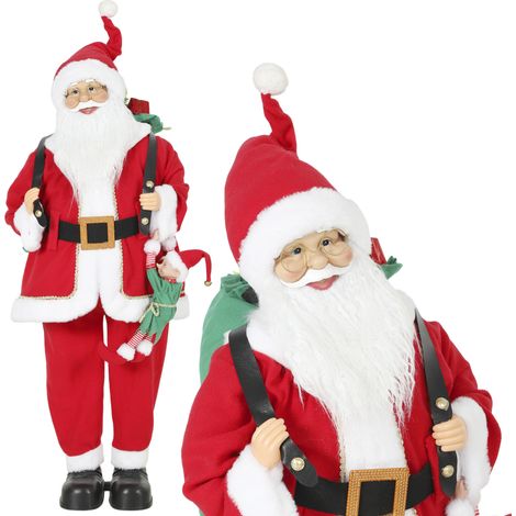 HOMCOM 4ft Christmas Singing Dancing Santa Claus with Sack, Hanging Elf