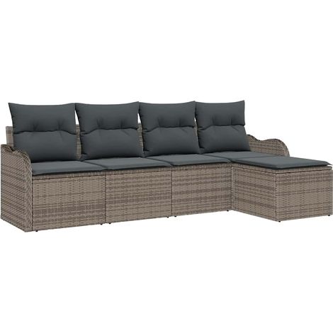 Maison Exclusive - Gartensofa-set Grau Poly-Rattan