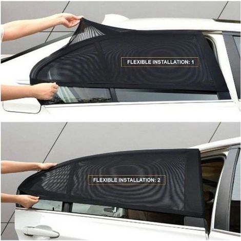 Sun visor,By sun in fabric mesh for glass lateral rear,2 parts,protection UV,curtain black for car - Type Black-A (1/4)