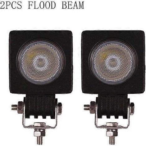 Projecteur de travail LED 10 W 12 V/24 V 5 cm (2 pouces) pour mini-voiture, camion, quad, moto, 4x4, tracteur, vélo, clignotant, antibrouillard, phare de route, projecteur carré. (1/5)