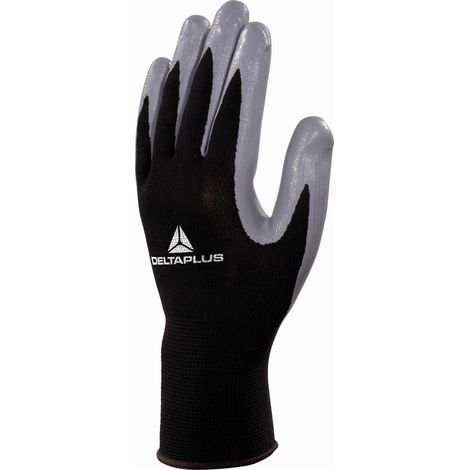 Delta Plus – Gant de manutention tricot polyester – Paume nitrile antidérapante – Excellente dextérité et résistance à l'abrasion – Norme EPI EN388