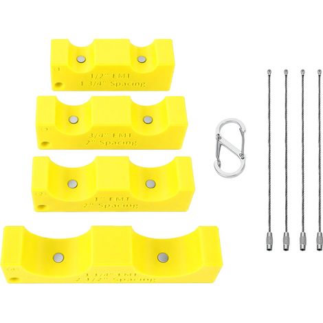 Entretoise de Conduit magnétique d'électricien 1 pouce 3/4 1-1/4 1/2, outil d'espacement de tuyaux EMT avec crochet et attaches de fil jaune 4 pièces (1/5)