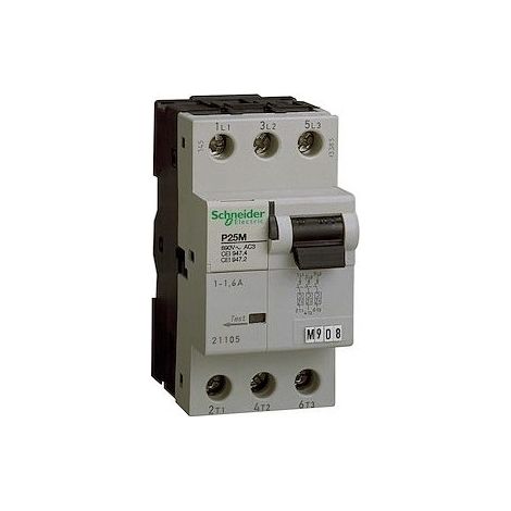Schneider 21104 P25M Motor Circuit Breaker, 1 A, 3P, 3D, Thermal-Magnetic Trip Unit