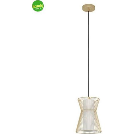 Lampadario A Sospensione Moderno Maseta Acciaio Oro Vetro 1 Luce E27 (1/3)
