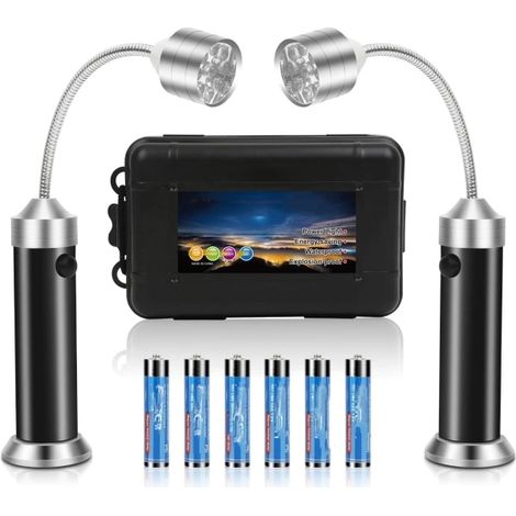 Lampe barbecue - Cadeau de Noël pour homme, accessoire de barbecue avec base magnétique et bras flexible, piles incluses - Lot de 2-AquaForge (1/4)