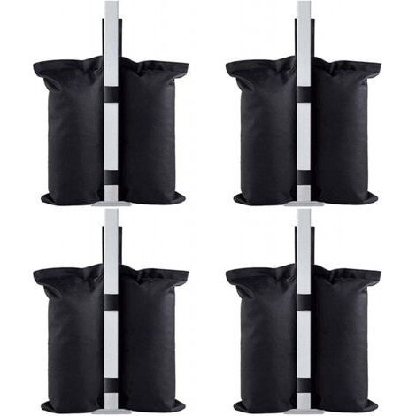 Jeu de 4 Poids pour Tonnelle, Poids Tonnelle Industrielle 600D, Revêtement Intérieur en PVC, Sac de Sable pour Tonnelle pour Tente Pop-up, Auvent ou Parasol (Double-Tube)