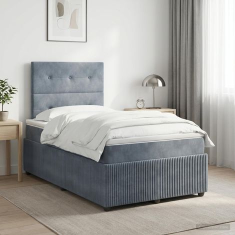 vidaXL Lit boxspring avec matelas Gris foncé 120 x 190 cm Velours (1/5)