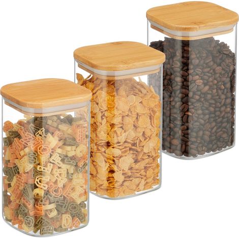Set of 3 storage jars with lids 1200 ml