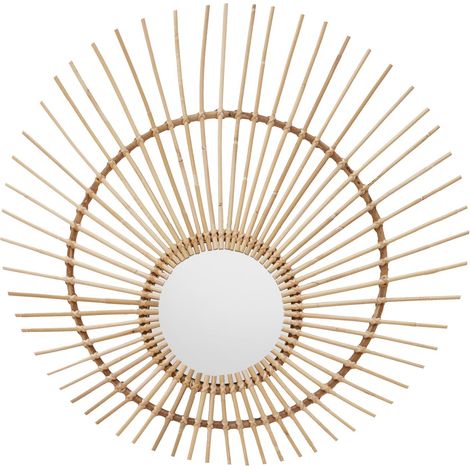 Interiors by Premier Natural Rattan Wall Mirror, Wood Wall Mirror, Beaitiful Mirror in Wooden Frame, Rattan Wall Mirror (1/5)