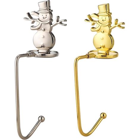 Weihnachtsstrumpfhalter, Kaminhaken, Weihnachtsfeier-Zubehör. Weihnachtsstrumpfhalter (ein Schneemann, gold und silber) (1/5)