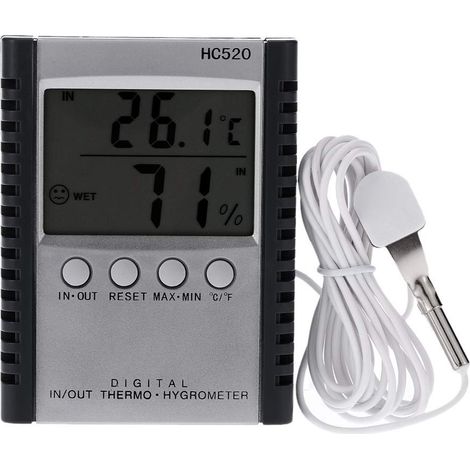 LCD-Digital-Innen-/Außenthermometer Hygrometer Temperatur-Feuchtigkeitsmessung Digitale C/F-Max-Min-Wertanzeige