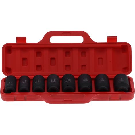 Jeu de 8 douilles à choc 6 pans, acier chromé vanadium, haute résistance, système impérial, outil automobile. (1/5)