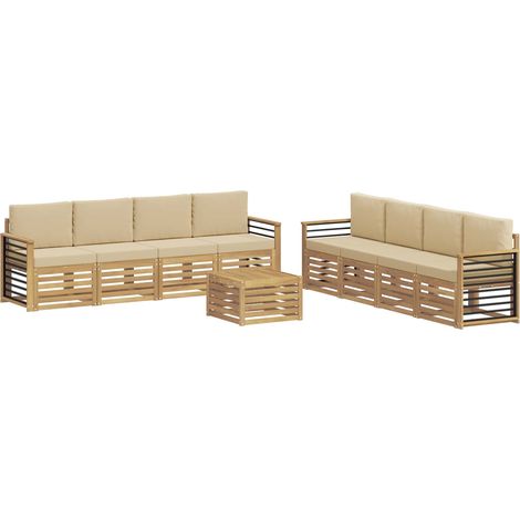 Sofa Sets with Cushion 9 pcs White and Beige Polyester vidaXL (1/5)