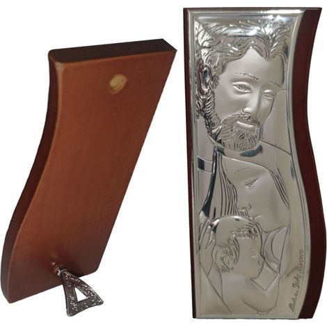 Quadro sacra famiglia argento 925 legno idea regalo icona per casa bomboniera bimbo bimba comunione cresima poggiare appendere (1/5)