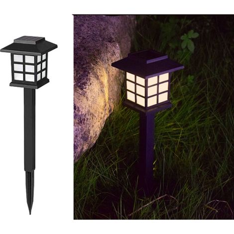 Lot de 4 lampes solaires de jardin étanches à LED, à douille au sol, pour jardin ou allée. Lumière chaude. (1/5)