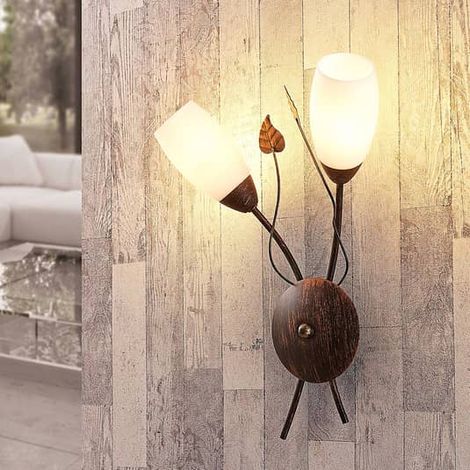 [GEBRAUCHT] B-Ware Lindby Wandleuchte Wandlampe Stefania Glas Schwarz Gold Lampenschirm E14