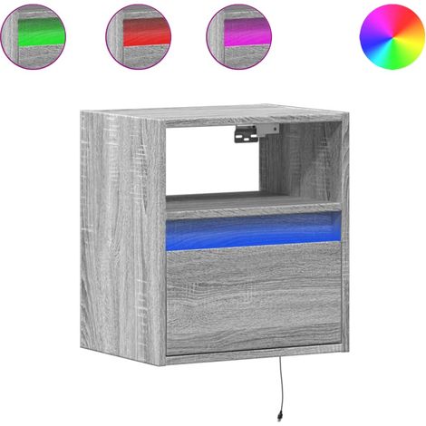 Maison Exclusive - Wand-Nachttisch mit LED-Leuchten Grau Sonoma
