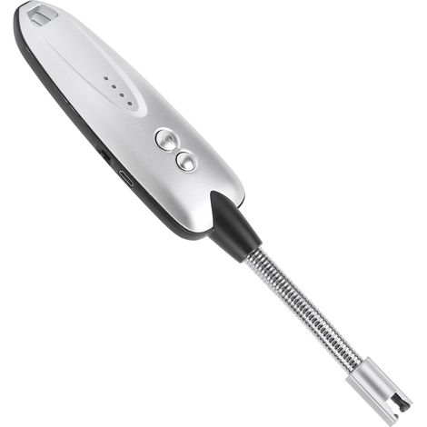 Briquet électrique multifonctionnel à impulsion rechargeable par USB pour bougies, briquet de camping et barbecue (argenté) (1/5)