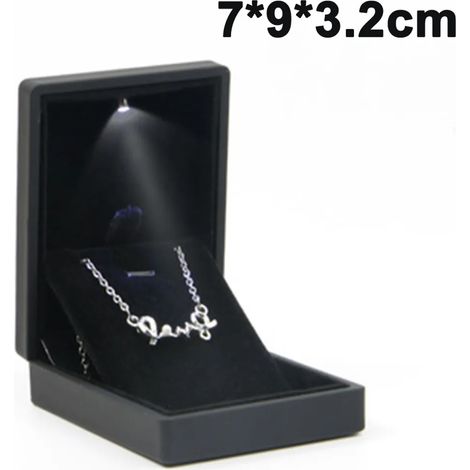 Caja de regalo de joyería con luz LED, cajas de joyería para collar de pulsera de anillo de pendientes, caja de almacenamiento de exhibición embalaje universal caja de joyería colgante (1/5)