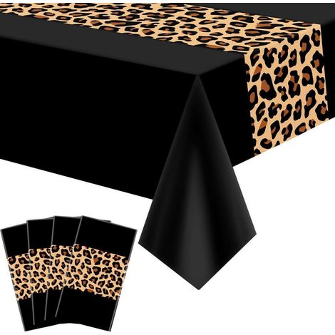 4er Pack Tischdecke Leopardenmuster 130x220cm wasserdicht für Partys