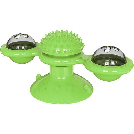 Moulin à vent interactif pour chat, jouet interactif mignon pour chat avec ventouse avec lumière LED, jouet à mouvement de rotation amusant pour les exercices de mastication du chat (1/5)