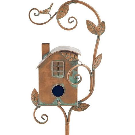 Maison Pour Oiseaux - Support En Métal Doré - Pour Jardin Cour Arrière Terrasse Extérieur - Hauteur Réglable En 3 Parties - 1 Pièce (1/2)