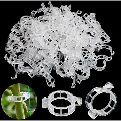 100 Pièces Clips de Support de Plantes, Clips pour Les Légumes, Pinces à Plantes en Plastique, Clips de Fixation pour Plantes de Jardin, Clip pour Tomates, Plants de Vignes, Légumes, Blanc H151 (1/4)