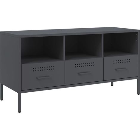 Mueble TV multimedia estantería para televisión buffet para televisión comedor salón dormitorio antracita 100,5 x 39 x 50,5 cm acero antracita 020026381