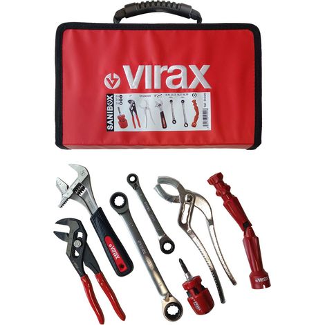 Virax – Coffret SANIBOX – Lot de 7 outils de plomberie – Imperméable, bi-matière, mousse bicolore – 310420