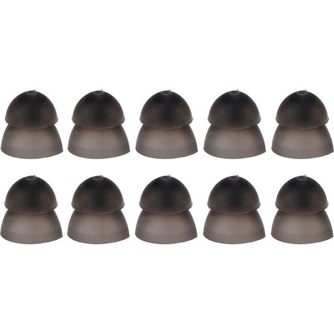 10 embouts auditifs souples en silicone 8mm double couche type fermé lavable antistatique noir (1/5)