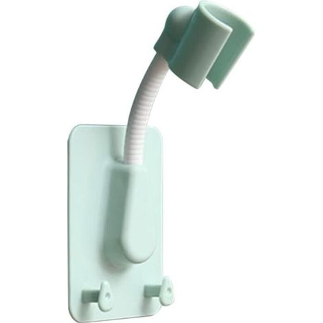 Adjustable shower head holder, self-adhesive, wall-mounted with 2 hooks, for bathroom/spa, universal, made of ABS, 1 piece (green) (1/4)