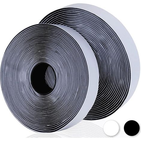 Autocollant Double Face, Rubans Adhésifs, Bande Agrippantes Adhésives, Hook Loop Bande pour Tous Les Types D'installations Cadre Photo (Noir, 20 mm x 8 m)