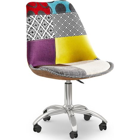 Sedia da Ufficio Girevole - Tappezzeria Patchwork - Ray  Multicolore