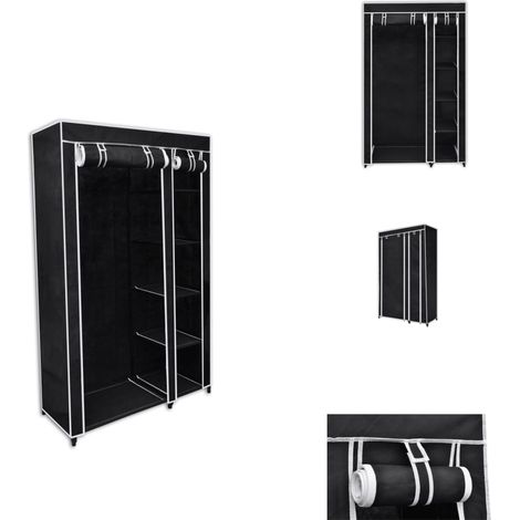 Faltbarer Stoffschrank Schwarz 110 x 45 x 175 cm - Faltschränke - Garderobe - Kleideraufbewahrung - Stauraum - Kleiderschrank (1/5)