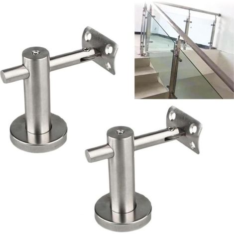 Support de main courante en acier inoxydable, cadre de support de main courante d'escalier réglable en 2 pièces, adapté aux supports muraux dans les couloirs et les garde-corps de combles. (1/5)