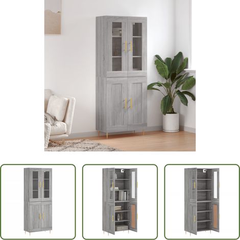 vidaXL Holzwerkstoff - Highboard Grau Sonoma 69,5x34x180 cm Holzwerkstoff (1/5)