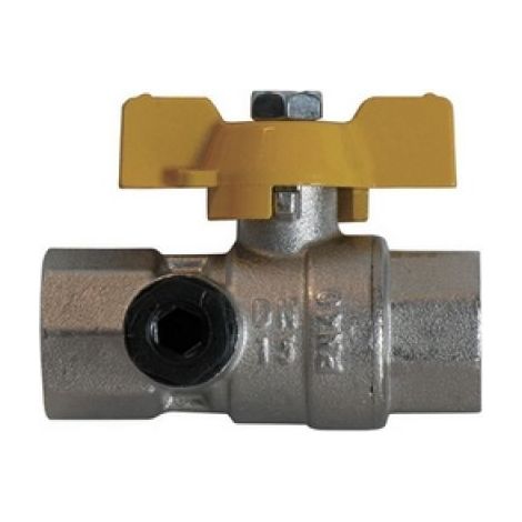 VALVOLA A SFERA GAS CON PASSAGGIO TOTALE ED ATTACCO MANOMETRO 3/4&quot