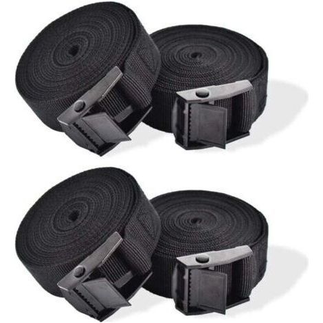Lashing Strap, 4 Pieces Ratchet Tightening Strap Locking Straps Strap with Tightening Buckle Fixing Strap for Motorcycle Car, Bike Rack Luggage 2.5 cm x 1 m (1/4)