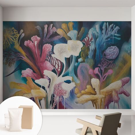 Papier peint décoratif avec colle pour salon, chambre à coucher et bureau – Design moderne et facile à poser Explosion florale 152x104 cm (1/5)