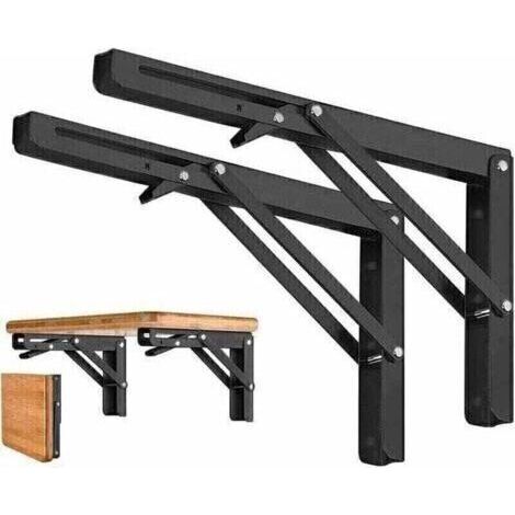 Lot de 2 Equerre Etagere Pliante 300mm, Equerre Rabattable Murale, Support Console Pliable 50KG Porteur，equerre pliable--TRIMEC