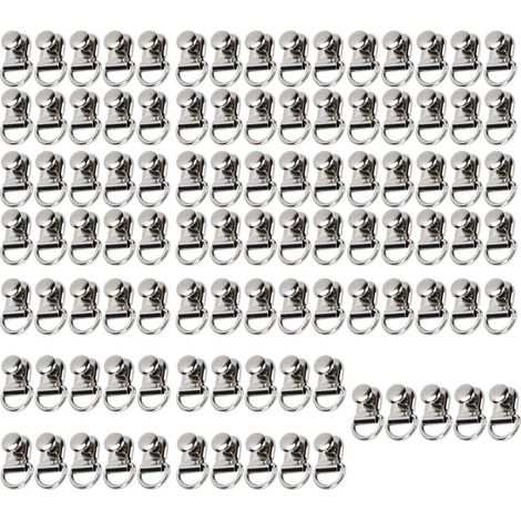 Lot de 100 Crochets pour Lacets, Rivets pour Lacets, Anneau en D, Boucle à œillet en Laiton, Accessoires pour Outils de Rivets adaptés pour Sac en Cuir de Chaussures, Bricolage, Argent (1/5)
