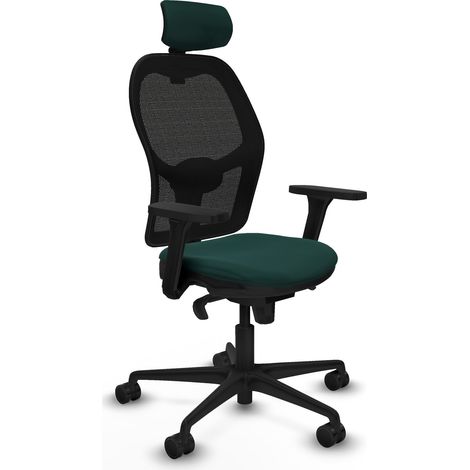Jorquera sincro malla negra similpiel verde botella brazos 3D base nailon cabecero 2D ruedas 65mm nailon (1/5)