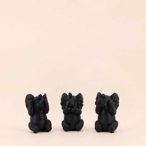 Set de 3 éléphants de la sagesse en résine noire (1/5)