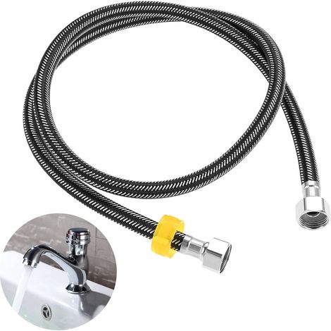 1 raccord de tuyau flexible, en acier inoxydable G1/2" x G1/2", tuyau blindé, tuyau flexible pour douche, mitigeur (120 cm) (1/5)