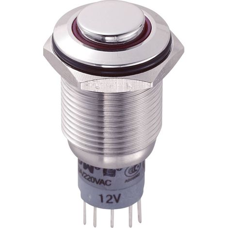 TRU COMPONENTS 701945 LAS2GQH-11E/R/12V/S/P Pulsante antivandalo 250 V/AC 3 A 1 x On / (On) Momentaneo Rosso 1 pz. (1/2)