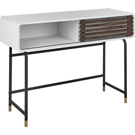 Consola blanco negro madera oscura 104 x 40 cm puertas corredera rústico Rifle