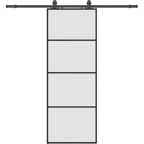 Maison Exclusive - Schiebetür mit Beschlag Schwarz 76x205 cm ESG-