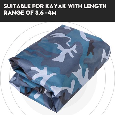 Housse anti-poussière de stockage de protection solaire UV étanche de 4,5 m pour bateau de kayak de 3,6 à 4 m (camouflage océan) (1/5)