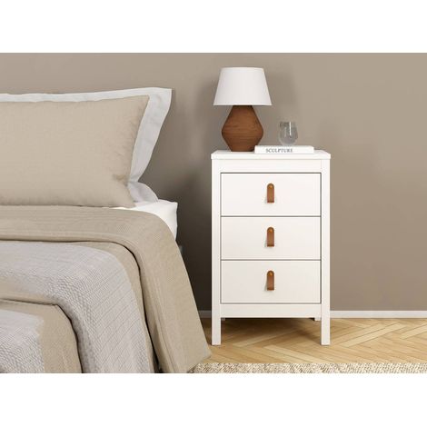 Dmora - Comodino Mirabelle, Comò basso, Tavolino da notte, Mensola da letto, 44x38 h70 cm, Bianco (1/5)